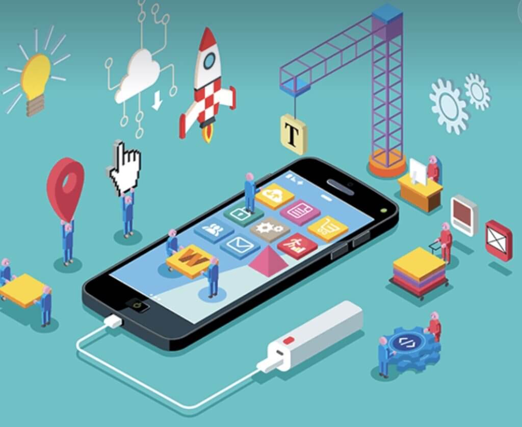 image d'une portable que l'on construit avec de belles applications