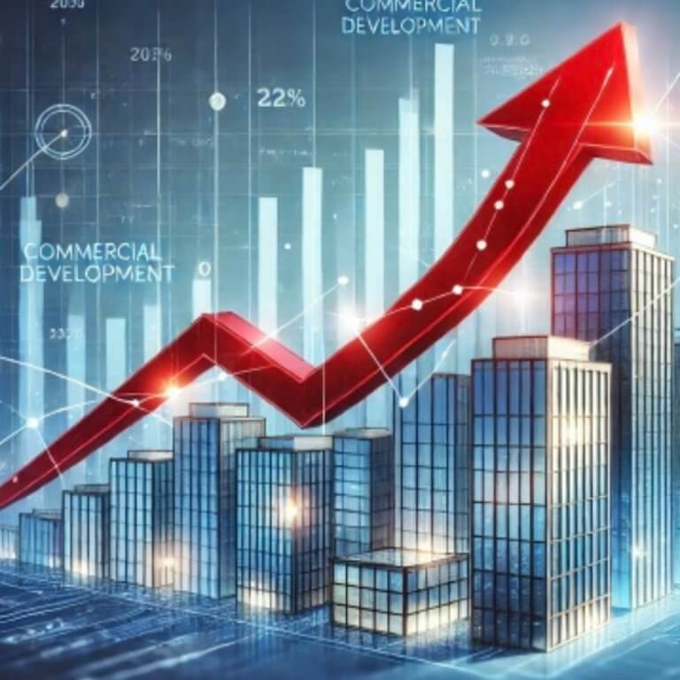 Flèche rouge de croissance vers le haut dans le développement commercial