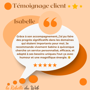 Témoignage d'Isabelle dans mon Coaching de Site